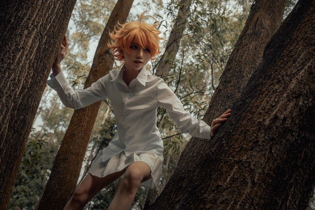 Cheery Emma Cosplay Explores the Woods.