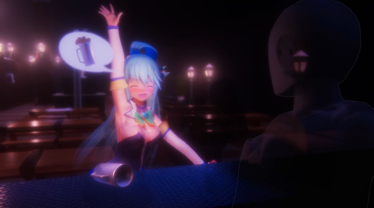 KonoSuba’s Moist Goddess Aqua Lets Loose at the Bar for Erotic Animation.